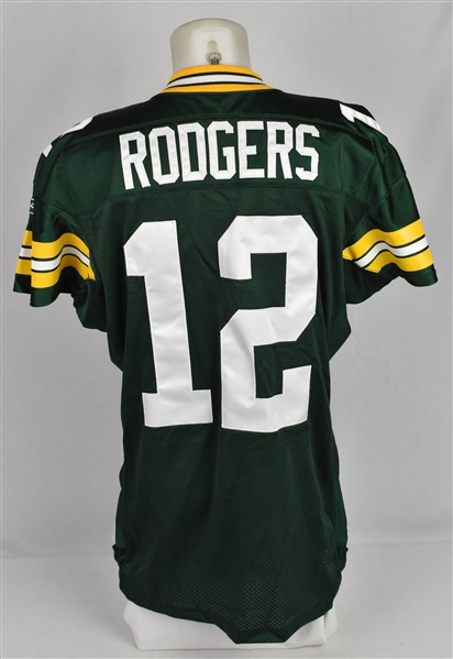 Aaron Rodgers 2005 Green Bay Packers Sideline Worn Rookie Home Jersey 
