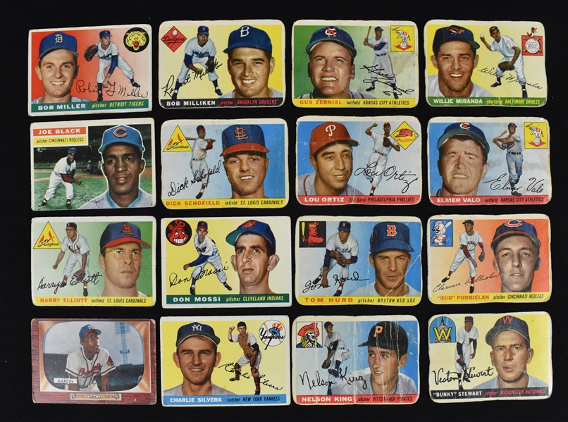 Collection of 1950s Topps & Bowman Baseball Cards w/Hank Aaron & Warren Spahn