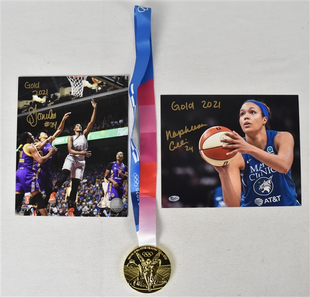 Sylvia Fowles & Napheese Collier Autographed & Inscribed 8x10 Photos w/Gold Medal