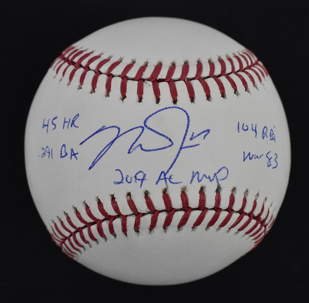 Mike Trout 2019 Autographed & Multi Inscribed AL MVP Stat Baseball *One of Only 5 Signed*