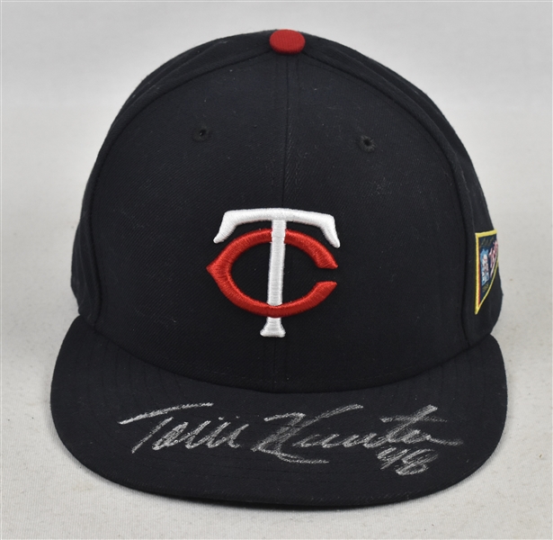 Torii Hunter 2015 Minnesota Twins Game Used & Autographed Hat MLB Authentication