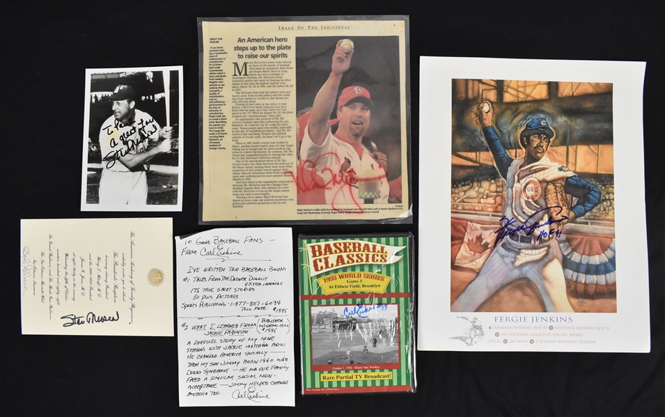 Lot of 6 Autographed Items w/Stan Musial & Mark McGwire