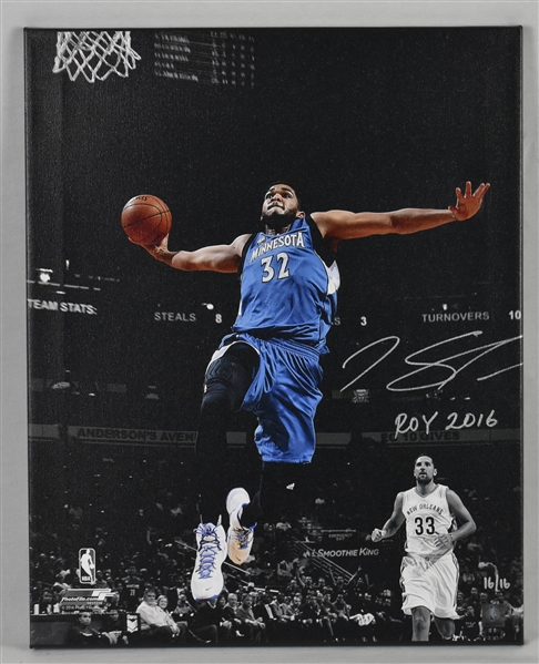 Karl Anthony-Towns Autographed & Inscribed Rookie of the Year Canvas Display  