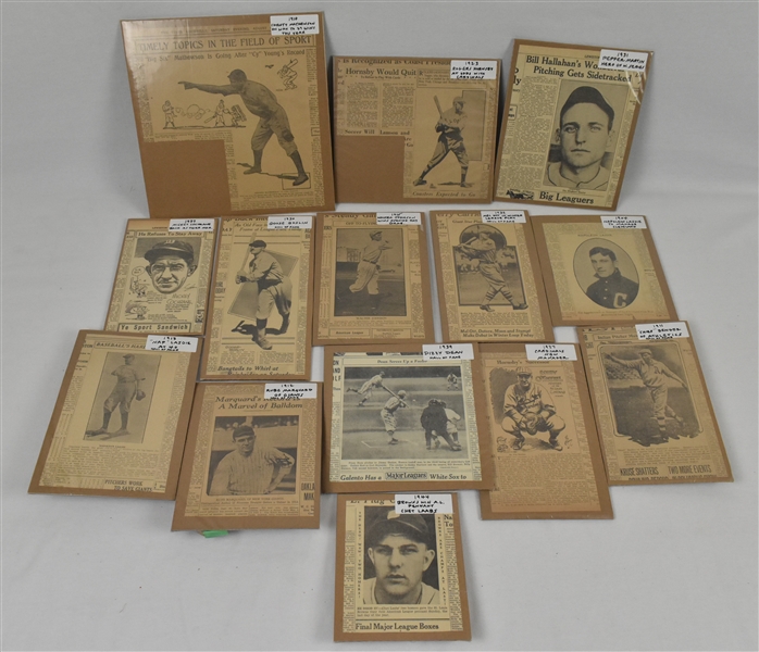 Collection of 14 Vintage Newspapers w/Nap Lajoie & Walter Johnson