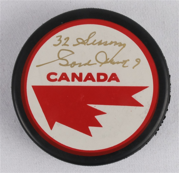 Gordie Howe Autographed & Inscribed Hockey Puck JSA