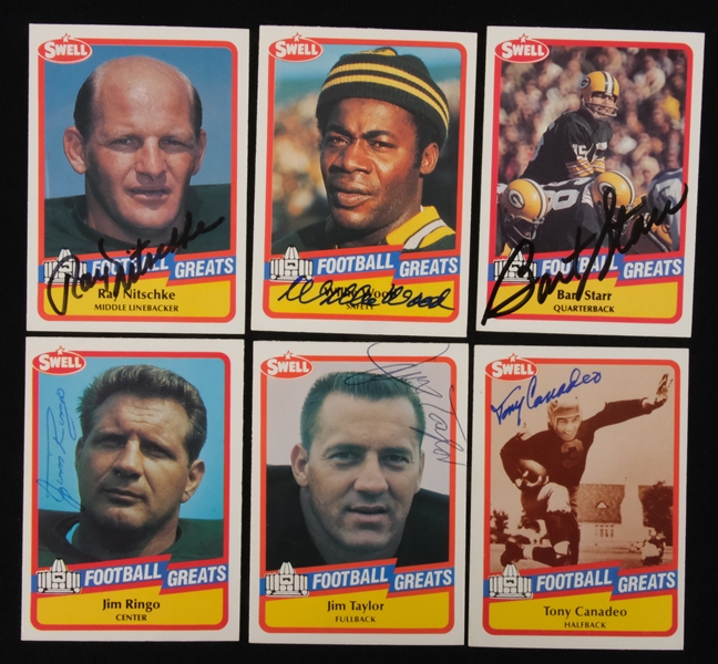 Green Bay Packers Lot of 6 Autographed Football Cards w/ Bart Starr