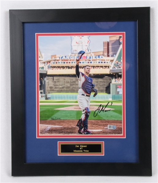 Joe Mauer Autographed Final Game 8x10 Framed Photo MLB  
