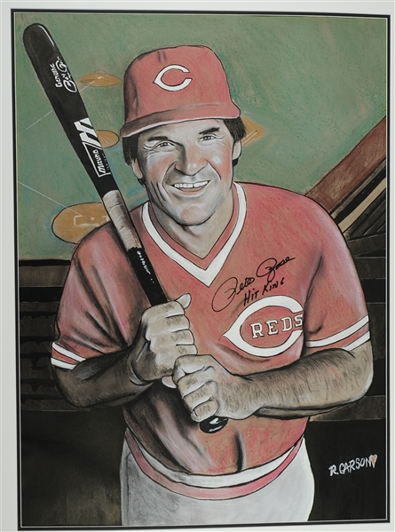 Pete Rose Autographed & Inscribed Original 24x46 Painting 
