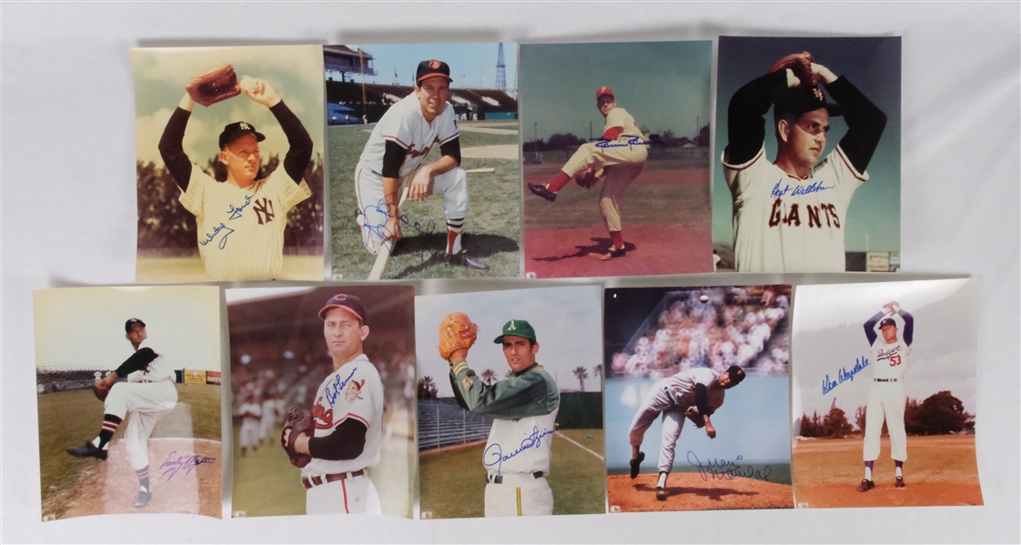 Collection of 9 Autographed 8x10 Photos w/Whitey Ford
