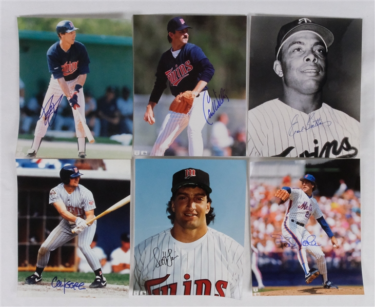 Collection of 6 Minnesota Twins Autographed 8x10 Photos w/Chuck Knoblauch