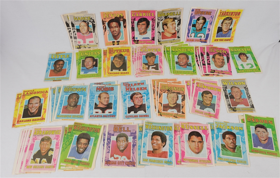 Vintage 1971 Topps Collection of 62 Football Pin-Ups 