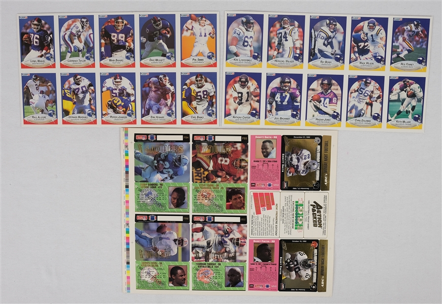 Vintage 1990 Fleer Football Cards & 1993 Action Packed Promo Uncut Sheet
