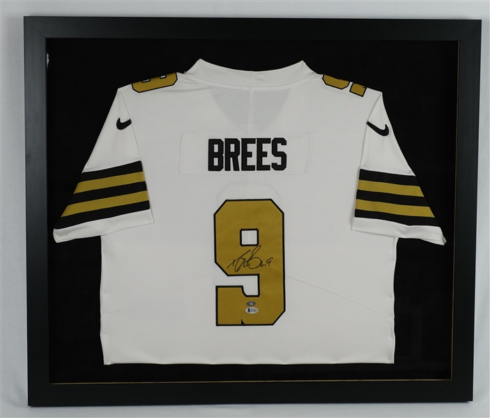Drew Brees Autographed New Orleans Saints Authentic Color Rush Framed Jersey Beckett
