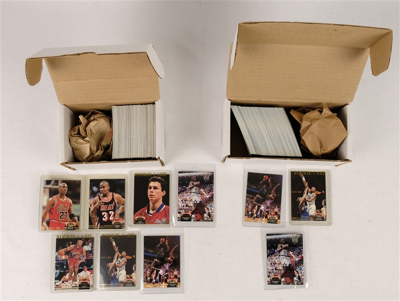 Lot of 2 NBA 1992-93 Stadium Club Series II Basketball Card Sets w/Shaq & Jordan