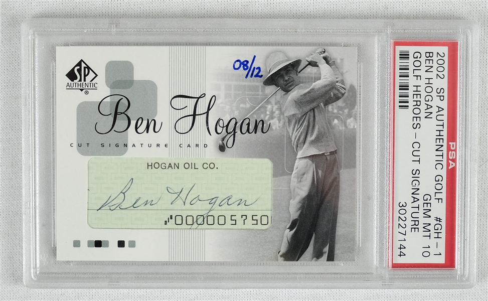 Ben Hogan 2002 SP Authentic Golf Heroes Cut Signature #8/12 PSA 10 GEM MINT