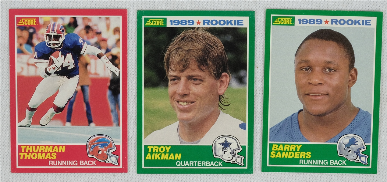 Vintage 1989 Score Football Card Lot w/Barry Sanders & Troy Aikman Rookies