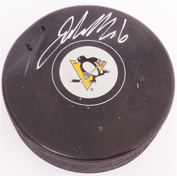 John Marino Autographed Penguins Logo Puck
