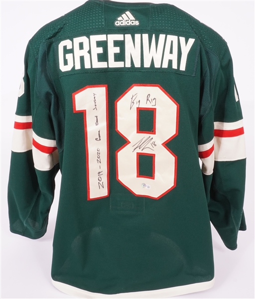Jordan Greenway Game Used Autographed & Inscribed Minnesota Wild Jersey