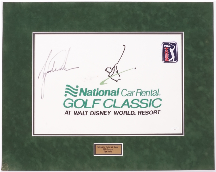 Tiger Woods Autographed & Matted National Classic Golf Flag JSA