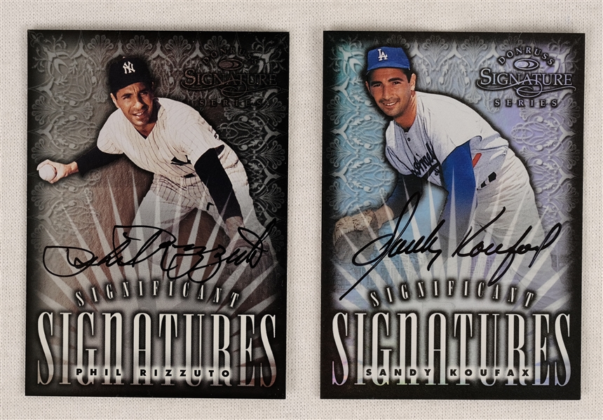 Sandy Koufax & Phil Rizzuto Autographed 1998 Donruss Signature Series #/2000 Baseball Cards