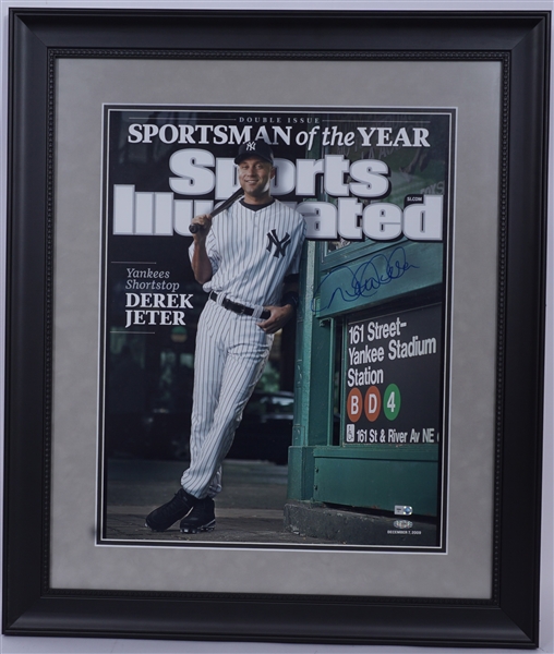 Derek Jeter Autographed Framed 16x20 Sports Illustrated Photo Steiner