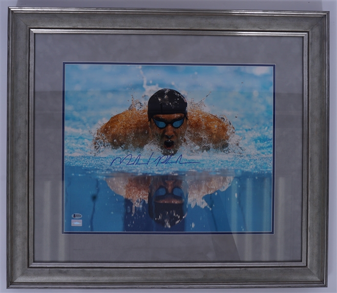 Michael Phelps Autographed 16x20 Framed Photo Beckett