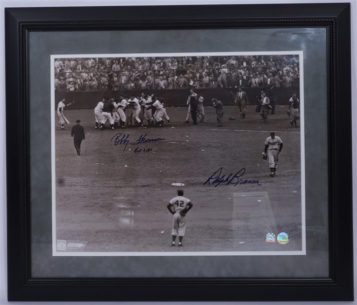 Bobby Thomson & Ralph Branca Dual Signed Framed 16x20 Photo MLB