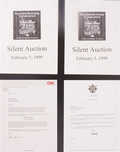 Hank Aaron Silent Auction Collection of Letters