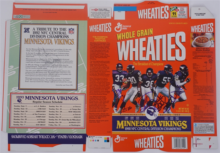 Minnesota Vikings Autographed Wheaties Box w/ Cris Carter & Scott Studwell Beckett LOA