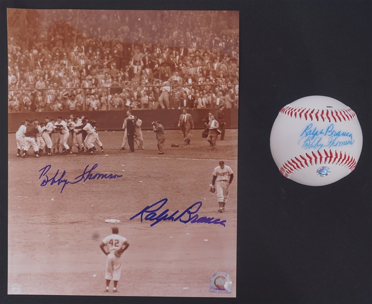 Ralph Branca & Bobby Thomson Autographed Baseball & 8x10 Photo MLB