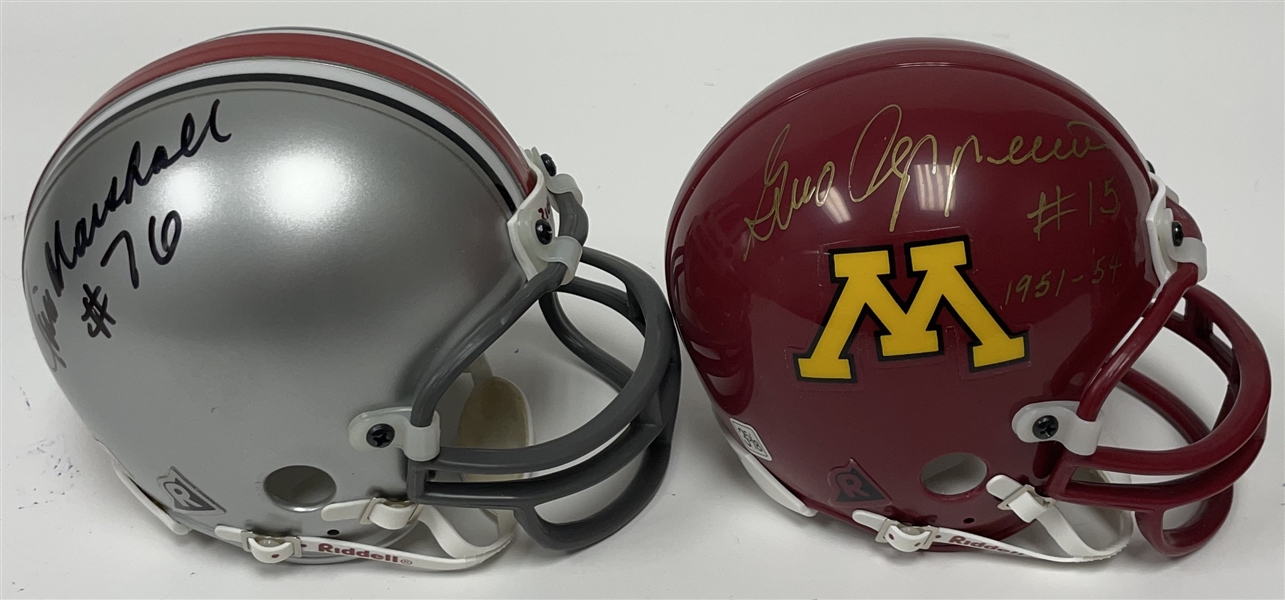 Lot of 2 Jim Marshall & Gino Cappelletti Autographed College Mini Helmets Beckett