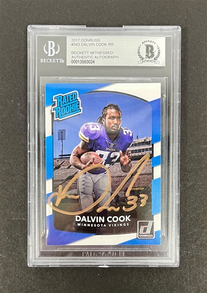 Dalvin Cook Autographed 2017 Donruss Rated Rookie Card Beckett