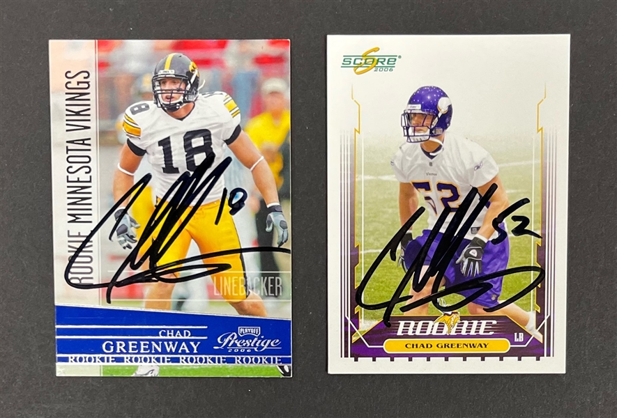 Lot of 2 Chad Greenway Autographed Rookie Cards Beckett