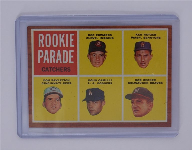 1962 Topps Rookie Parade Catchers #594 Card w/ Bob Uecker *Good Condition*