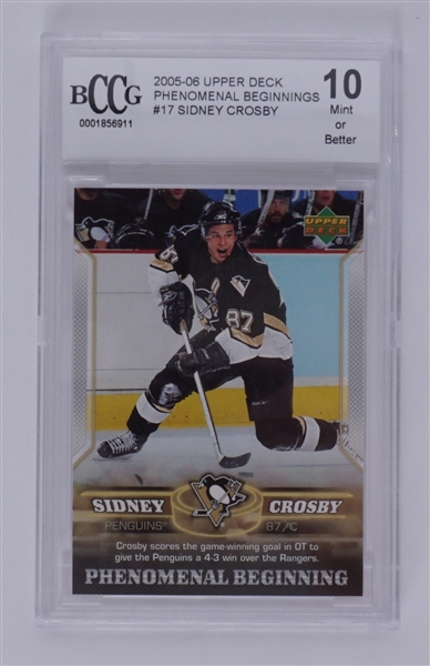 Sidney Crosby 2006 Upper Deck Phenomenal Beginnings #17 Rookie Card BCCG 10 Mint