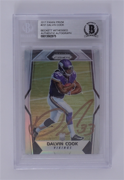 Dalvin Cook Autographed 2017 Panini Prizm #231 Rookie Card BGS
