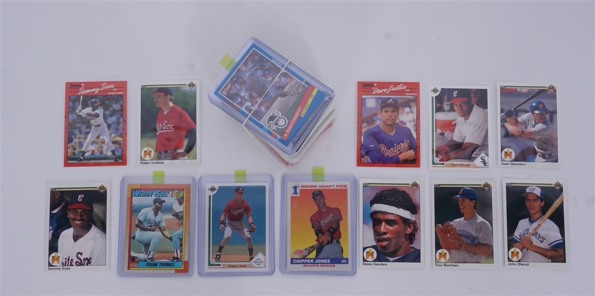 Collection of 1990 & 1991 Baseball Cards w/ Sammy Sosa 1990 Donruss Double Error RC