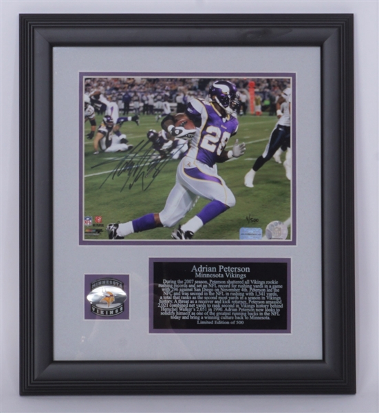 Adrian Peterson Autographed & Framed Rookie of the Year Display LE #4/500