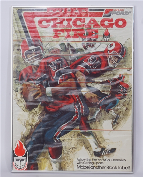 Chicago Fire WFL Framed 16x22 Advertising Poster & Sticker