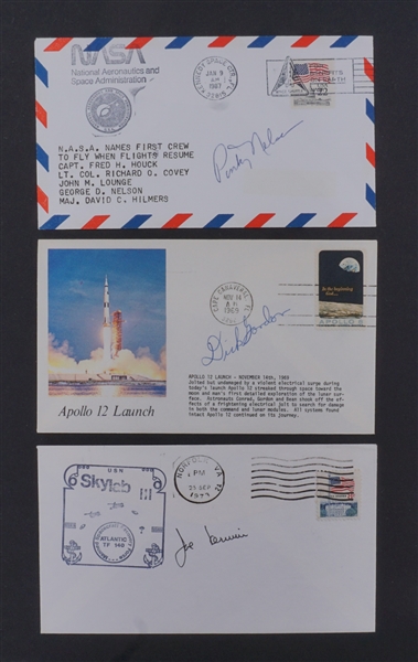 Lot of 3 Dick Gordon, Pinky Nelson, & Joe Kerwin Autographed Stamped NASA Envelopes