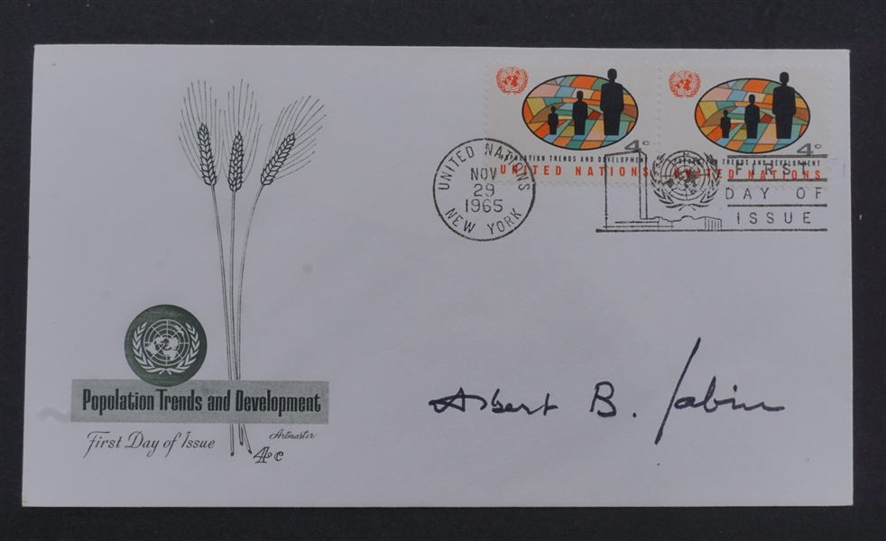 Albert Sabin Autographed 1965 Stamped Envelope Beckett