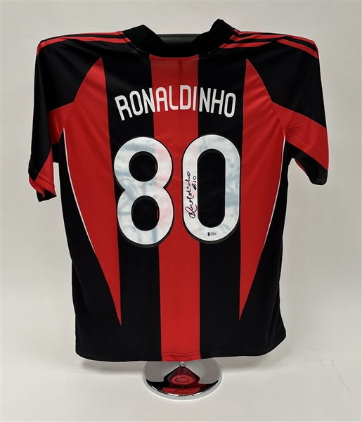 Ronaldinho Autographed AC Milan National Adidas Soccer Jersey Beckett