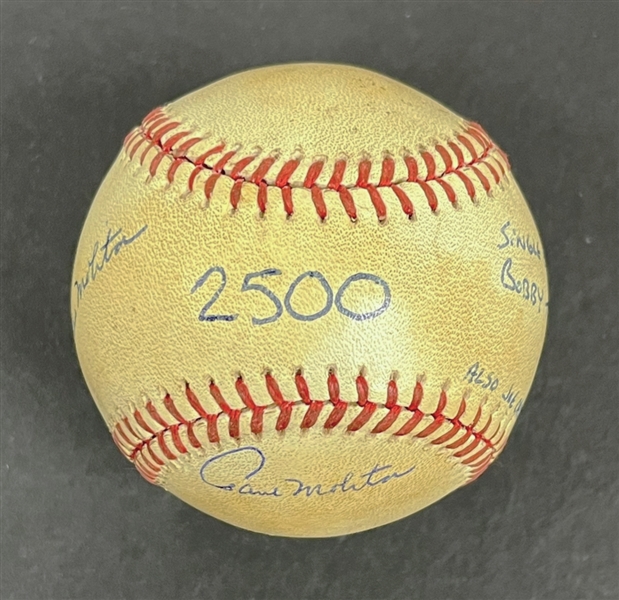 Paul Molitor 1994 Game Used & Autographed 2500th Hit Baseball w/ Player Provenance
