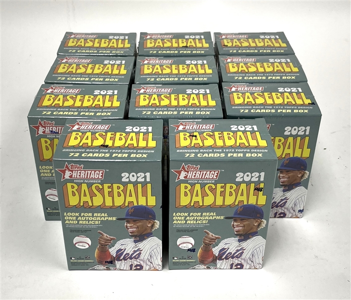 Lot of 11 Factory Sealed 2021 Topps Heritage Baseball High Number Blaster Boxes
