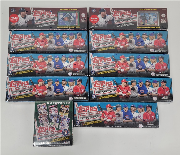 Lot of 10 Factory Sealed 2017 Topps Baseball Complete Sets *Judge Rookie*