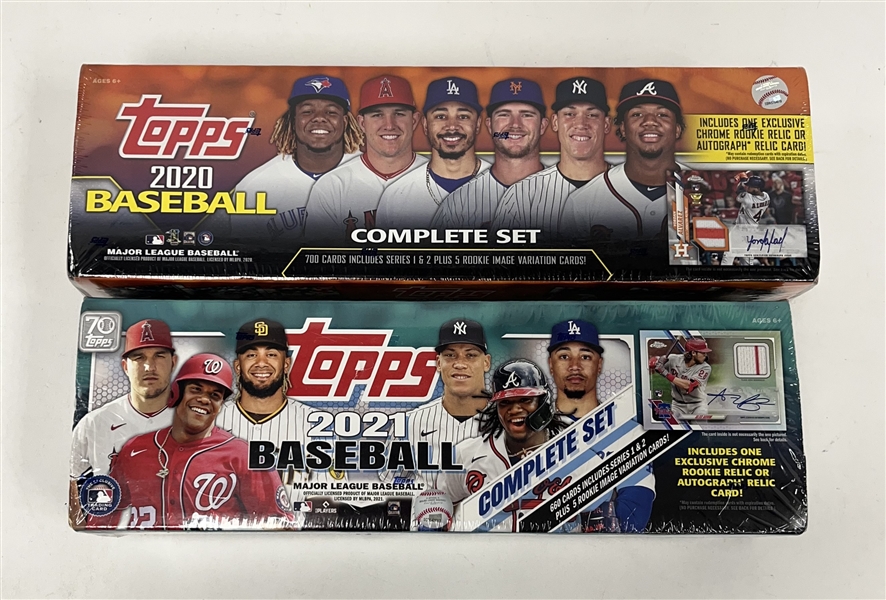 Lot of 2 Factory Sealed 2020 & 2021 Topps Baseball Complete Sets