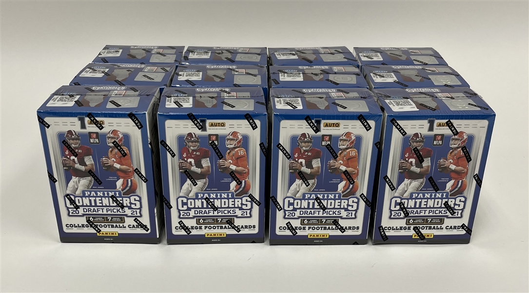Lot of 12 Factory Sealed 2021 Panini Contenders Draft Picks NFL Blaster Boxes *Lawrence Rookie Year*