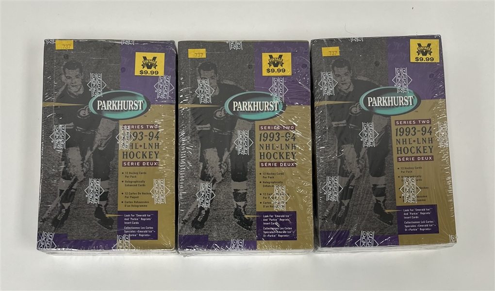 Lot of 3 Factory Sealed 1993-94 Parkhurst NHL Series 2 Hobby Boxes
