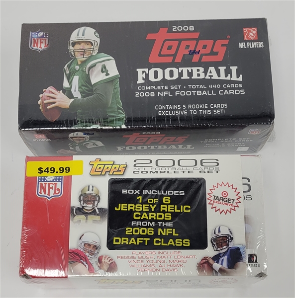 Lot of 2 Factory Sealed 2006 & 2008 Topps Football Complete Sets