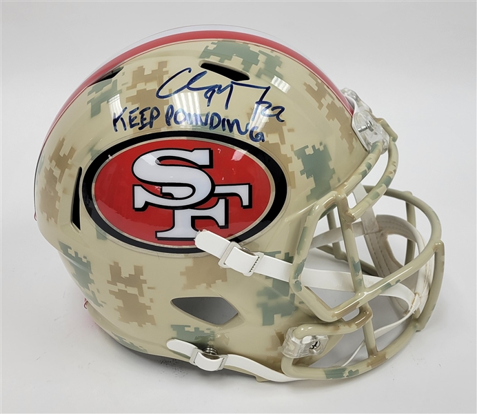 Christian McCaffrey Autographed & Inscribed San Francisco 49ers Full Size Replica Helmet Beckett